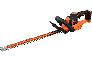 BLACK+DECKER Taille-Haies Sans Fil Electrique 36V, Orange/Noir, 55 cm avec Lame Asymétrique Double Action et Interrupteur, Double Poignée et Embout Lame de Scie, Sans Batterie