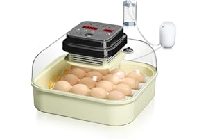 Hethya Incubadora Huevos Gallina, Incubadora de 12-16 Huevos, Incubadoras con Control de Humedad, Lámpara de Huevos y Volteador Automático de Huevos, Incubadora para Huevos de Gallina Pato Codorniz
