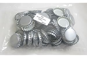 BRAUEN.DE Kronenkorken zum Verschließen von handelsüblichen Mehrwegflaschen 100 Stück Silber Kronkorken Bierkapsel