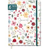 paper&amp;you&reg; JournalA5 dotted Notebook "Wild Flower" | 156 numbered pages with dots, elastic band and ribbon bookmark; ideal fo