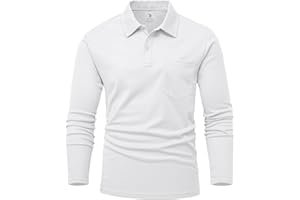 YSENTO Herren Poloshirts Langarm Golfshirts Schnelltrocknend Atmungsaktiv Outdoor Funktionell Tennis Arbeit Casual Polo T-Shirts Tops mit Brillenhalter