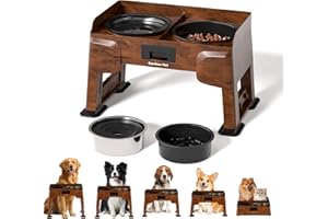 Gardner Pet Gamelle Surélevée pour Chien de 5 Hauteurs Ajustables, Gamelle Chien INOX Anti Renversement Anti Glouton avec 2 Bols de 1.6L, Convient Moyens et Grands Chiens