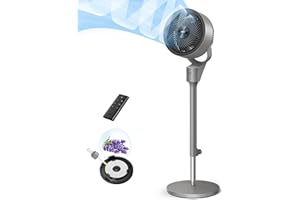 Dreo Leiser Standventilator, 1444m³/h Luftvolumen oszillierende Ventilator, 3 Stufen 6H Timer Turmventilator mit Fernbedienung, Luftzirkulation in 3 Min für Schlafzimmer, Duftfunktion für frische Luft