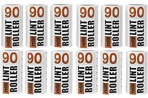 Redberry Value Lint Roller Refills - 12 Replacement Rolls - 90 Sheets per Roll - 1080 SHEETS IN TOTAL - Perfect for Pet Hair, Fluff, Dust - Can be Applied at any Fabric