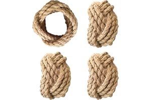 KPAVIR Handmade Round Mesh Classic Braided Jute Napkin Rings for Dinning Table Parties for Everyday - Set of 8 (Natural)