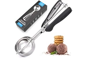 TELANKS Eisportionierer Edelstahl 4 cm, 5 cm oder 6 cm, Eislöffel Portionierer für Eiscreme, Eiskugelportionierer mit Auswerfer, für Eis, Melonenkugeln, Keksteig Kuchen Teig (4 cm)