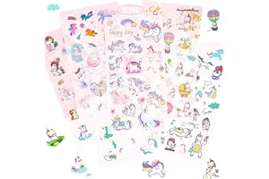 BOYATONG Stickers Licorne, Autocollant Scrapbooking Licorne, Autocollants Enfants Fille, Petit Gommettes Autocollantes Pour DIY Ordinateur Portable, Scrapbook, Papeterie,300+ Motifs,17,4cm x 9,cm
