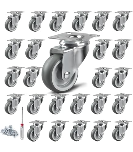 Lot De 4 Roulettes Caoutchouc Gris 50x18 Mm – Charge 40 Kg – Roues-et-Roulettes.com