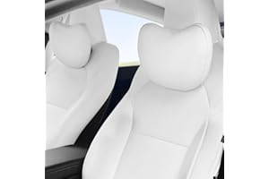 TOPABYTE Oreiller Appuie-tête de Voiture pour Tesla Model Y Model S Model X Model 3 Highland Cybertruck Coussin de Siège de Voiture Coussin Repose-tête Coussin de Soutien du Cou, 2 PC, blanc