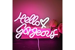 WANXING Hello Gorgeous Neon Signs for Wall Decor, Letter Neon Lights for Bedroom, Pink Led Sign with USB Powered for Beauty Room, Wedding, Birthday, Livingroom