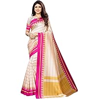 SIRIL Women's Poly Silk Printed Saree with Blouse