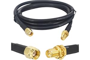 Boobrie 1M Cable de Extensión RP-SMA Cable Coaxial RG58 Mejorado RP-SMA Macho a RP-SMA Hembra Cable Coaxial de Antena WiFi RP-SMA para Tarjeta de Red PCIE Inalámbrica Adaptador Wi-Fi USB Enrutador