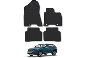 CAR MAT CO Hyundai Tucson (2015-2021) [Hook Fixing] Rubber [NON-HYBRID] Car Mats Accessories Tailored Fit Compatible Accessory Waterproof Protection Non-Slip Floor Mats Full Durable Front Rear Set with Clips