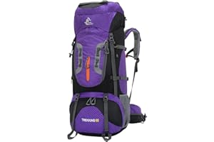 Bseash Mochila impermeable de 80 L para senderismo, camping, con cubierta para la lluvia, ligera, para deportes al aire libre, viajes, escalada, turismo