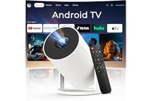 Mini Projector with WiFi 6 and Bluetooth 5.4 Built-in Android 11 OS Upgraded 300Pro+,1080P 4K Support Portable,Auto Vertical Keystone,180° Rotatable Projector for Home Outdoor LYNCAST OptiBarrel 500