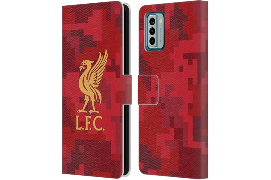 Head Case Designs Officially Licensed Liverpool Football Club Home Red Digital Camouflage Leather Book Wallet Case Cover Compatible With Nokia G42