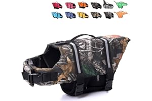 HAOCOO Dog Life Jacket Vest Saver Safety Swimsuit Preserver with Reflective Stripes/Adjustable Belt Dogs(Camouflage,XL)