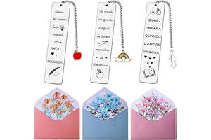 LOHENYOR Regalo Maestre Fine Anno - 3 Segnalibri in Metallo + 3 Biglietti per Insegnanti - Grazie Maestra Kit Completo - Idee Regalo per Maestra d'Asilo e Scuola - Dono Speciale per Insegnanti