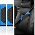 2PCS Car Seatbelt Covers - Carbon Fiber Leather Seatbelt Cushion for Shoulder Protection & Car Decorations - Universal Car Interior Accessories Seat Belt Pad Fits Car Truck SUV RV (Blue)