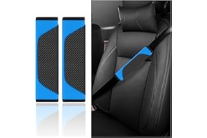 GTLM 2 Stück Gurtpolster Auto - Carbonfaser-Sicherheitsgurt Polster für Schulter Schutz & Auto Deko - Universelle Auto Zubehör Innenraum Autogurt Polster für Auto LKW SUV Wohnmobil (Blau)