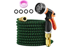 HELHOM Expandable Garden Hose Water Pipe - 50FT Flexible Water Hose with 8 Function Hose Spray Nozzle, Lightweight Triple Layer Latex Core Garden Hoses for Gardening Lawn Pet Car Washing