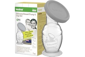 ‎HAAKAA haakaa 150 ml Hand Breast Pump with Silicone Lid and Suction Base, Transparent Manual Breast Pump, Silicone Breast Pump & Breast Milk Catcher, Healthy and Harmless