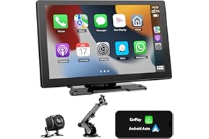NFOIEIS 9'' Carplay Screen for Car, Wireless Carplay & Android Auto, Portable Car Play Screen with 1080P Backup Camera, Android Auto Screen with Mirror Link, Bluetooth, GPS Navigation, Voice Assistant