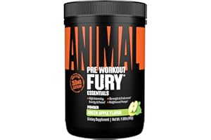 ‎ANIMAL ANIMAL Fury Pre Workout Green Apple – Trainingsbooster mit BCAA, Beta-Alanin, Citrullin & 350 mg Koffein – Zuckerfreies Pre Workout Pulver – Für Fokus, Pump & Energie – 30 Portionen