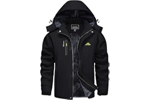 KEFITEVD Giacca Invernale Uomo Giacca da Sci Impermeabile Calda Foderata Outdoor con Cappuccio Staccabile Softshell Giacca Invernale in Pile
