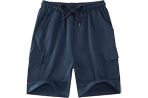 Kids4ever Kids Boy Jersey Shorts Summer Lightweight Casual Sweat Shorts with Side Pockets Adjustable Waistband for 5-12 Years