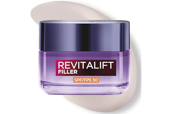 L'Oréal Paris Revitalift Filler Crema de Día Rellenadora con Protección Solar SPF 50, Anti-edad y Anti-arrugas, Con Ácido Hialurónico. Inspirado en Cosmética Coreana. Acabado no graso, 50ml