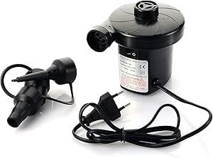 Moobom Elektrische Luftpumpe 220V Stecker Automatische aufblasbare Bootspumpe mit 3 Düsenadaptern, Universalventile Aufblähungen und Deflates für Garten Home Holiday Camping Airbed, Luftmatratze