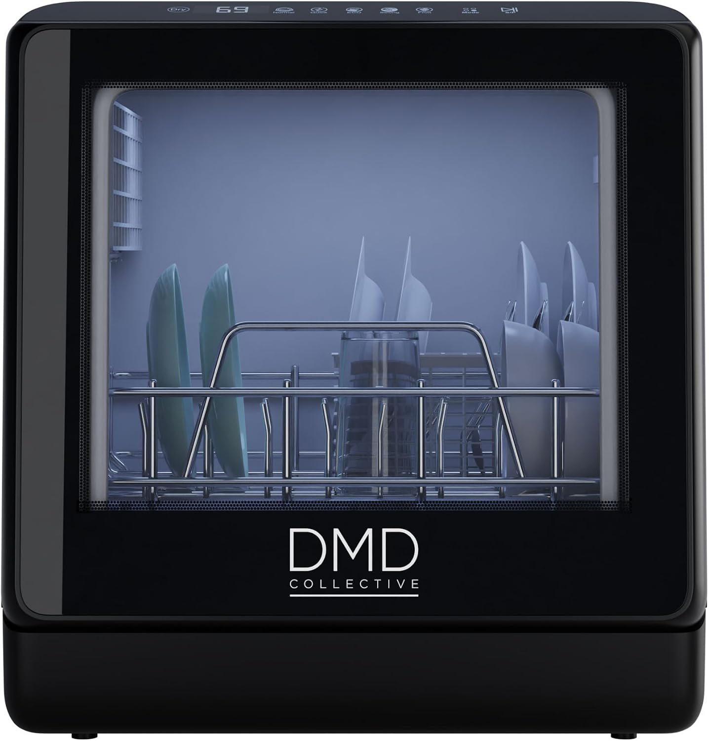 DMD Collective – Mini Table Top Dishwasher, Touch Screen Countertop Dishwasher, 5L Built-in Water Tank No Plumbing, with Touch Control, LED Display, Drying Cycle & Fruit Wash
