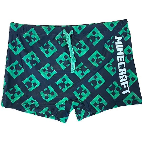 Maillot De Bain Minecraft Tortues - Short De Bain Enfant Officiel - Polyester - Bleu - Taille Enfant