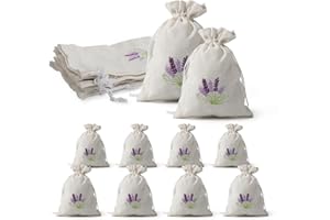LONGHONEYSONG 8 Stück Lavendelsäckchen Leer Lavendel Säckchen Duftsäckchen Leer Stoffsäckchen Kordelzug Weiß Stoffbeutel Klein für Lavendel, Gewürz und Vanille in Zwei Größen (4*[13 * 18cm]+4*[10 * 14cm])