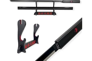 FÉENOMENN Katana Sasuke Negro Kusanagi - Espada Hoja Madera - Soporte Japonés Incluido