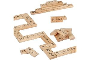 LOPOTIN 38TLG 1x1 Lernen Spiel Dominosteine Domino Kinder Rechnen Lernen Ab 5 Jahre Mathe Spielsteine Bausätze Spiel aus Holz Lernspielzeug für Grundschule Einschulung Geschenk
