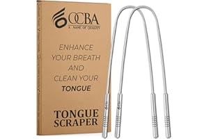 OCBA Tongue Scraper for Oral Health Natural Silver Tongue Cleaner Rustproof Use After Toothbrush for Fresh Breath Stainless Steel (1 Pack) (2 Pack)
