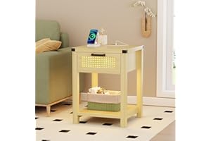 Lvifur Tavolino con luce a LED a tre colori, divano con ricarica USB, tavolino da salotto con cassetti, comodino per soggiorno