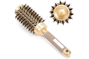 ZOUWEL Brosse Ronde Brushing, Brosse Cheveux Poils De Sanglier, Shine Brown Brosse Brushing Brosse de Coiffage Ronde Professionnelle pour Femmes et Hommes (Barrel 45mm)