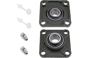 OTOTEC 25mm Bore UCF205 Pillow Block Bearings With Oil Nozzle 2Pcs Self Aligning 4-Bolt Square Flange Mounted Bearing For Conveying Systems Spin Machine Printing Machine