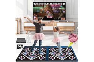 WuZhuangYuan Tapis Danse Musical Double pour Enfants et Adultes, 899 Jeux,Carte 64 Go,650 chansons et 75 MV,Jeux Fitness avec Modes MV/3D/danse Cartoon,pour TV HDMI,Flanelle Haut de Gamme