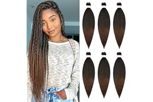 XIIMENALU XIMMENALU Wstępnie rozciągliwe warkocze do włosów, 6 sztuk, naturalna tekstura Yaki, profesjonalne miękkie włókna syntetyczne, wstępnie rozciągnięte włosy do zaplatania warkoczy (66cm(6packs), T1B/30)