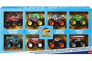 Hot Wheels Monster Trucks, Set of 8 1:64 Scale Die-Cast Toy Trucks Featuring Hero & Fan-Favorite Characters from Monster Trucks Live & the YouTube Series, JCW76