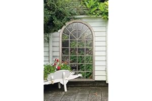 MirrorOutlet Large New Rustic Multi Panelled Arched Window Garden Outdoor Mirror5ft3 x 3ft / 160cm x 91cm,GMA022, Brown