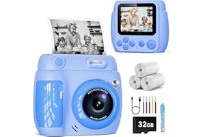 LETSHAHA Macchina Fotografica Istantanea, 1080P 20MP 2.4 Pollici Macchina Fotografica Istantanea per Bambini con Stampa 32GB Scheda SD, Adatto per Bambini Regala di Natale dai 5 ai 12 Anni