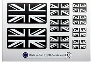 HOMRY MioVespa Collection Lot de 9 autocollants laminés pour casque et vélo Motif drapeau du Royaume-Uni