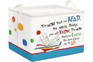 Clastyle Cestino Portaoggetti Cubo Lettura Libro Pieghevole per Bambini Scatole Portagiochi Bianco Rettangolare per Camera da Letto, 40x30x30 cm