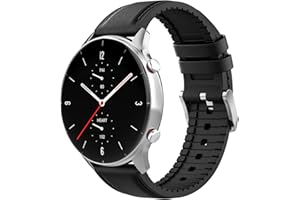 MoKo Strap Compatible with Amazfit GTR 4/GTR 3 Pro/GTR 3/GTR 2/GTR 2e/GTR 47mm/Stratos 3/Stratos 2, 22mm Hybrid Leather Silicone Replacement Sport Watch Band