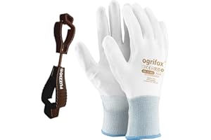 FUZZIO 24 Paar Ogrifox PU besichtet Arbeitshandschuhe Handschuh-Klammern (S (24er Pack), Weiß)